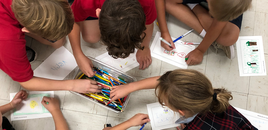 MustangFund Kids Drawing Together at School